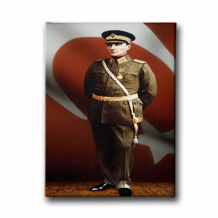 Uniformali Ataturk Portresi Kanvas Tablo