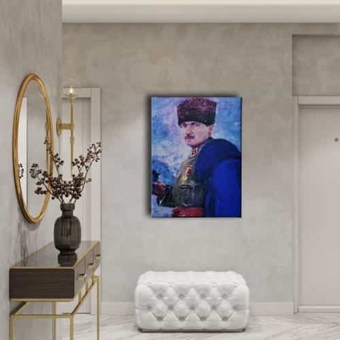 Yagli Boya Ataturk Portresi Kanvas Tablo