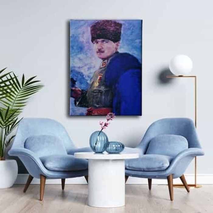 Yagli Boya Ataturk Portresi Kanvas Tablo