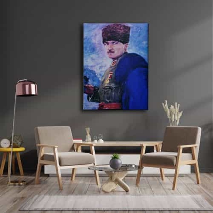 Yagli Boya Ataturk Portresi Kanvas Tablo