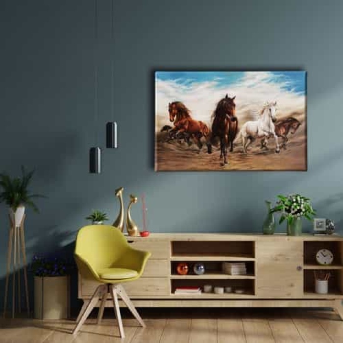 Yagli Boya Atlar Kanvas Tablo