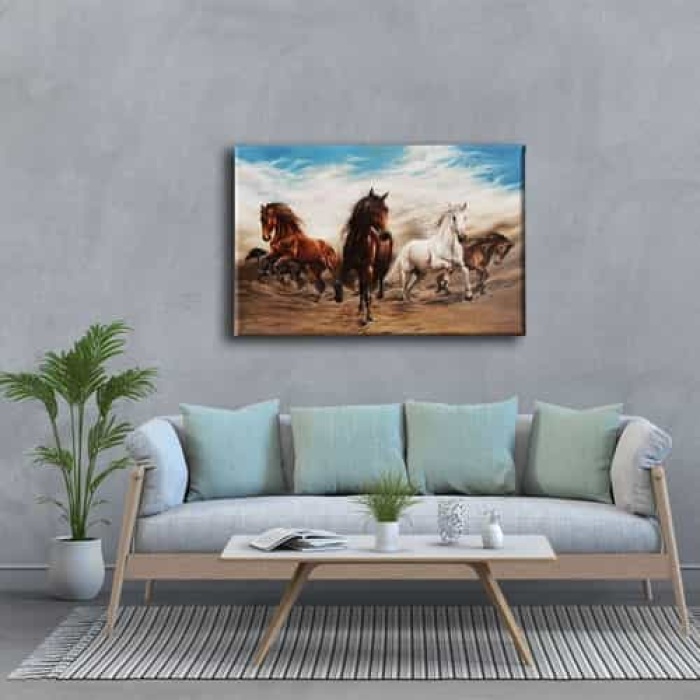 Yagli Boya Atlar Kanvas Tablo