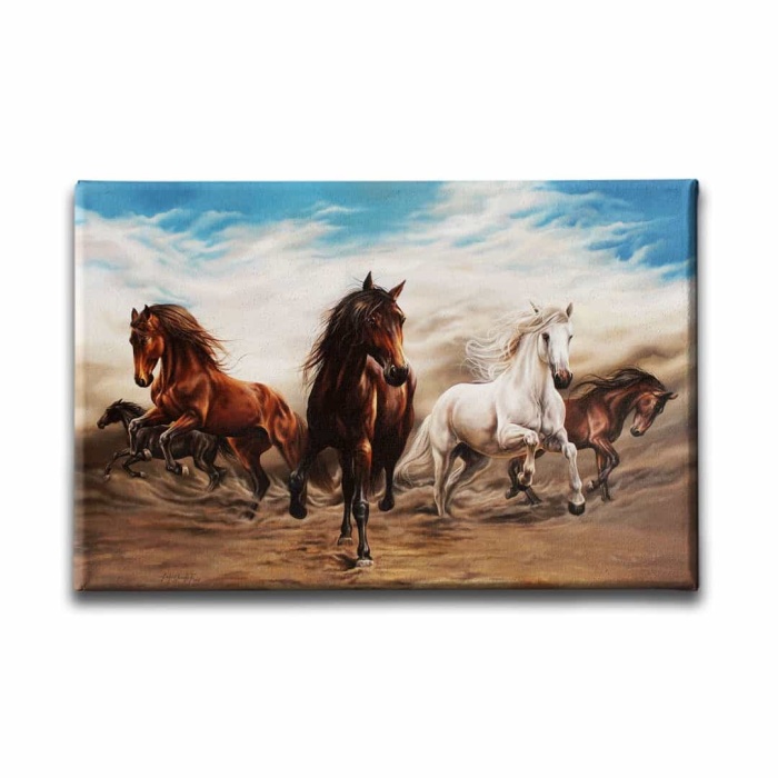 Yagli Boya Atlar Kanvas Tablo