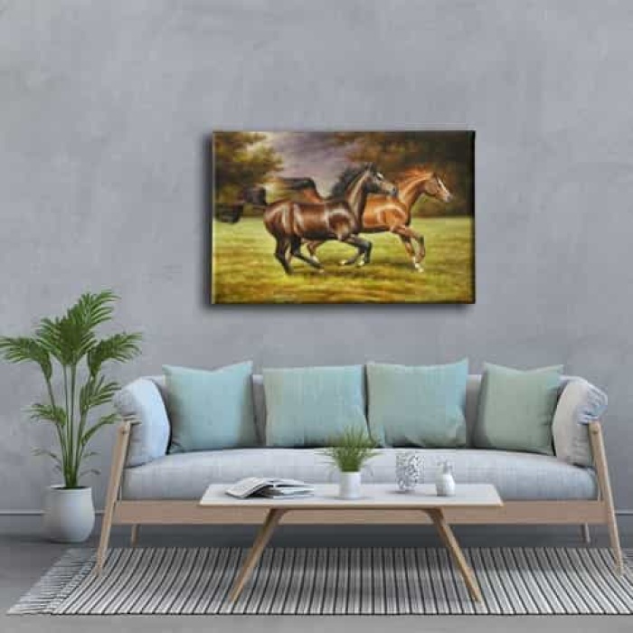 Yagli Boya Atlar Kanvas Tablo