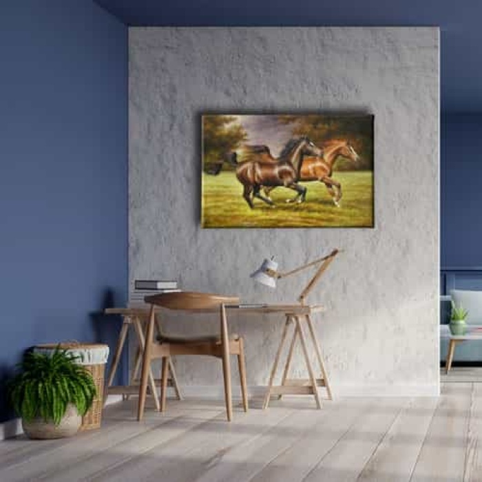 Yagli Boya Atlar Kanvas Tablo