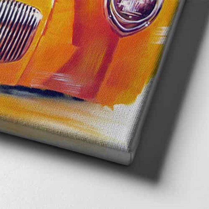 Yagli Boya Turuncu Araba Canvas Tablo