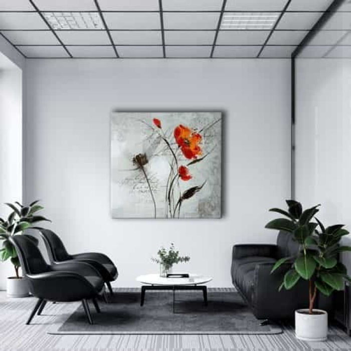 Yazili Cicek Kanvas Tablo