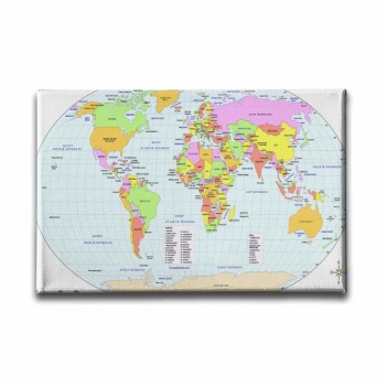 Dunya Siyasi Haritasi Canvas Tablo