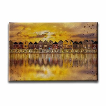 Sahil Kasabasi Yagli Boya Kanvas Tablo