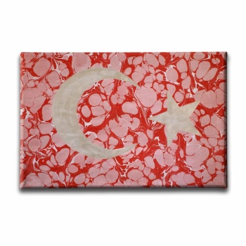 Turk Bayrakli Ebru Kanvas Tablo