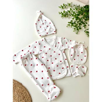 Kırmızı Kalpli 5li Set