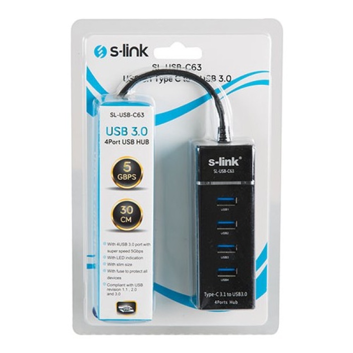 S-link SL-USB-C63 Usb 3.1 Type-c To 4 Port Çevirici