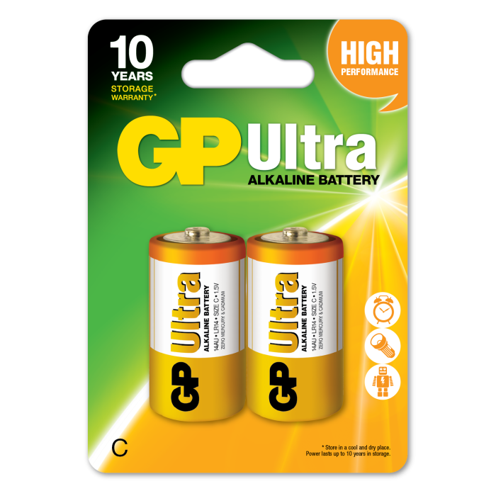 GP LR14 Orta Boy Ultra Alkalin Pil 2li Paket GP14AU-U2 C Boy