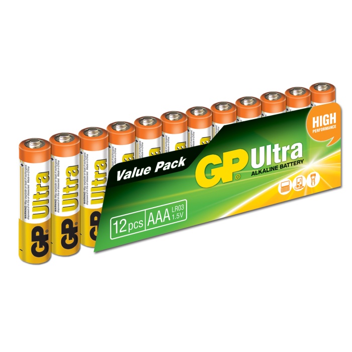 Gp R03 AAA Boy Ultra Alkalin İnce Kalem Pil 12li Paket GP24AU-VS12