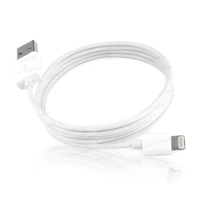 Dark DK-AC-IPCB100LT 1mt Beyaz iPad-mini iPad-iPhone5 Lightning 8pin Uyumlu USB Şarj Kablosu