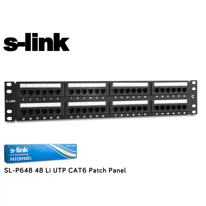 S-link  SL-P648 48 Port Cat6 Utp Patch Panel