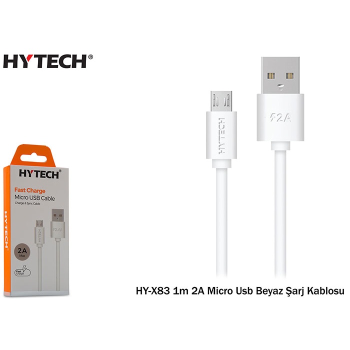 Hytech HY-X83 1m 2A Micro Usb Beyaz Şarj Kablosu