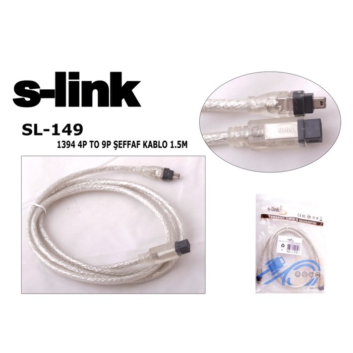 S-link SL-149 IEEE1394 4PİN TO 9PİN 1.5m Firewire Kablosu