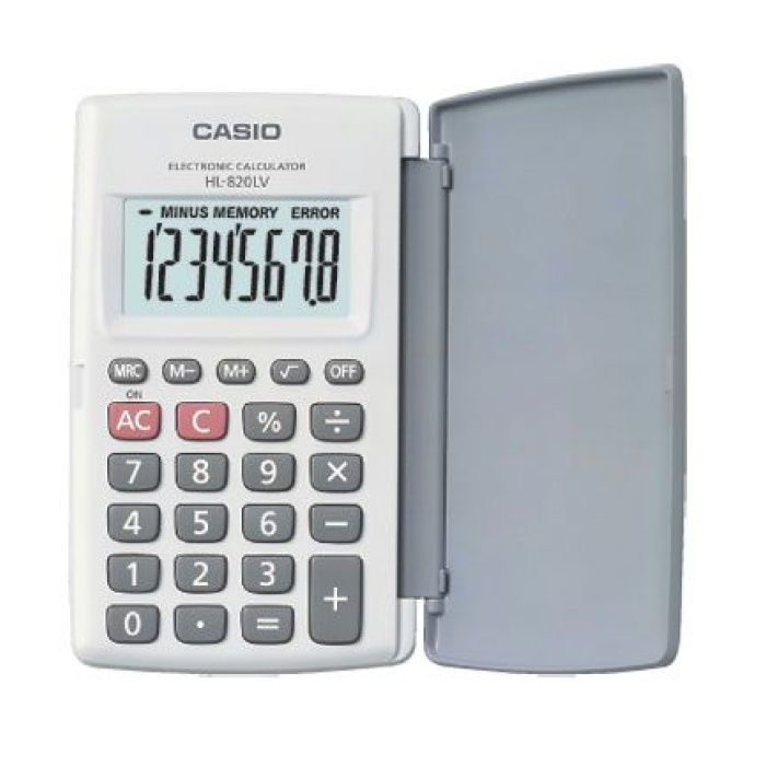 Casio HL-820LV-WE 8 Hane Beyaz Cep Tipi Hesap Makinesi