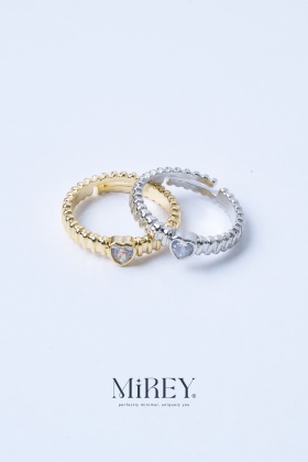 Taş Kalpli Gold Ayarlanabilir Çelik Yüzük