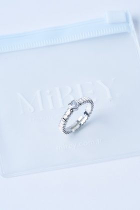 Taş Kalpli Silver Ayarlanabilir Çelik Yüzük