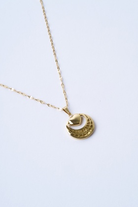 Heart Moon Çelik Kolye