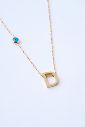 D Harfli Çelik Kolye