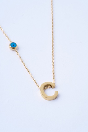 C Harfli Çelik Kolye