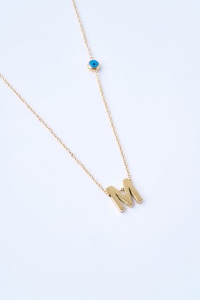 M Harfli Çelik Kolye