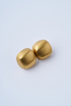 Matte Round Gold Çelik Küpe