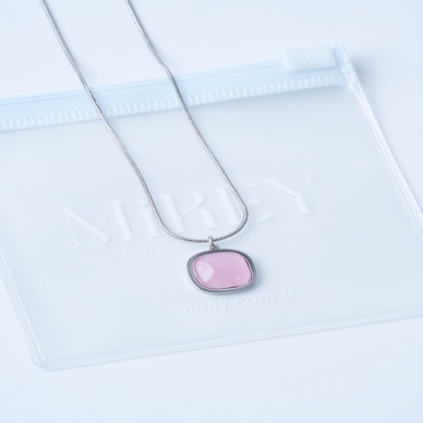 Glossy Pink Çelik Kolye