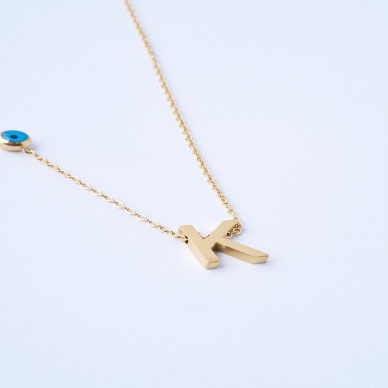 K Harfli Çelik Kolye