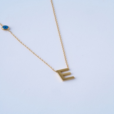 E Harfli Çelik Kolye