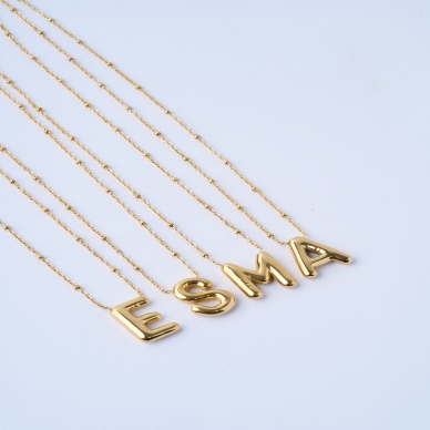 S Harfli Balon Çelik Kolye