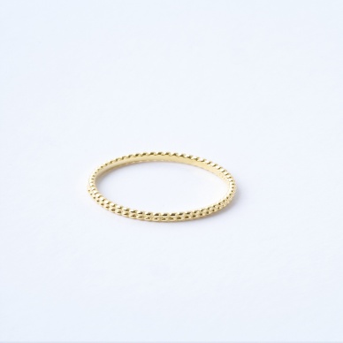 Double Dotted Gold 925 Ayar Gümüş Yüzük