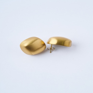 Matte Round Gold Çelik Küpe