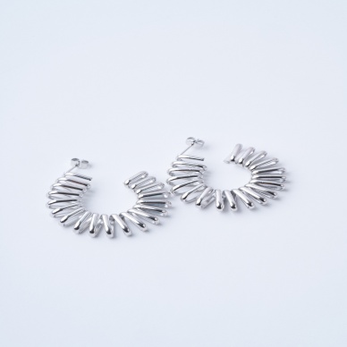 Oval Spring Silver Çelik Küpe