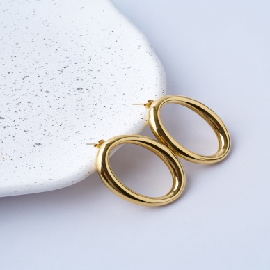 Ellipse Gold Çelik Küpe