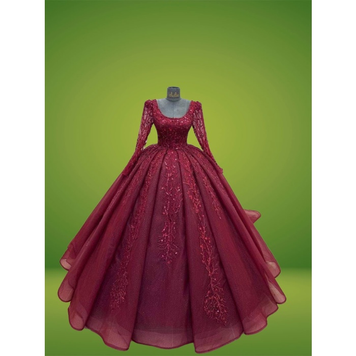Bordo Fırfırlı Nişanlık