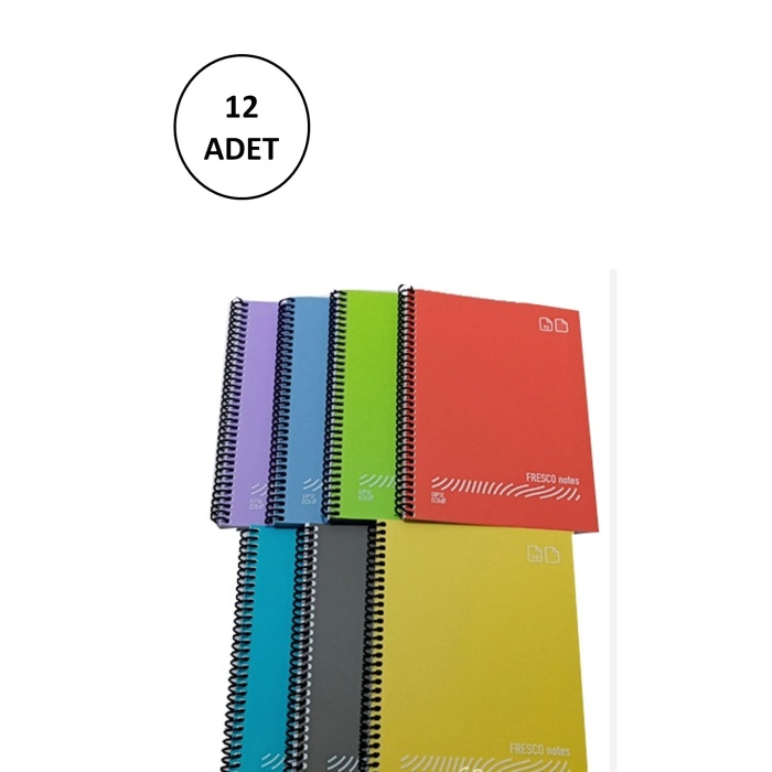 TOPTANBULURUM FRESCO Spiralli Plastik Defter A4 72 Yaprak Kareli GP.3-4933000-2011 12 Adet
