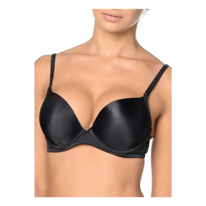 TOPTANBULURUM Orkide Kadın Siyah 2 Beden Büyüten Full Push-up Dolgulu Sihirli Destekli Sütyen Reina