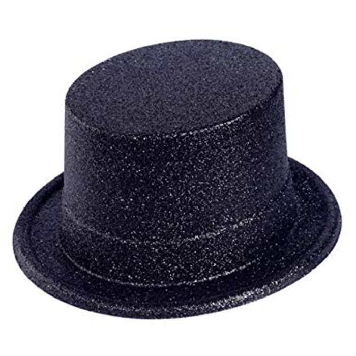 Siyah Renk Uzun Plastik Simli Parti Şapkası