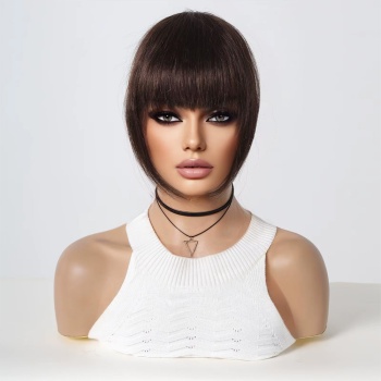 Yoğun Gerçek Saç Perçem - Koyu Kestane