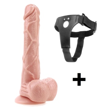 Realdo Strappy 19cm Gerçekçi Testisli Belden Bağlamalı Strap On Protez Penis