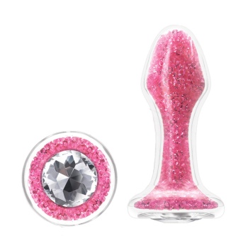 Backpart Yıldız Tozu İçi Kristalli Cam Anal Tıkaç - Pembe