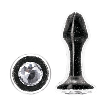 Backpart Yıldız Tozu İçi Kristalli Cam Anal Tıkaç - Siyah