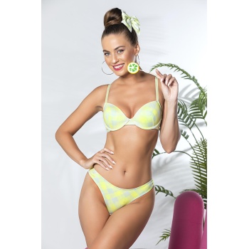 EKOSE DESENLİ, HAFİF DESTEKLİ, SÜTYEN VE SLİP KÜLOT TAKIM SARI (MGP32081)