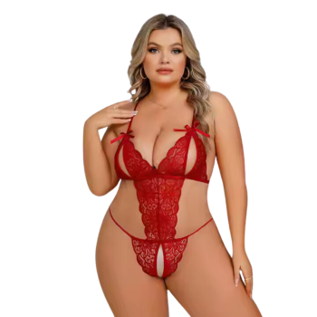 Fantezi Büyük Beden Kırmızı Dantelli Babydoll BC9250