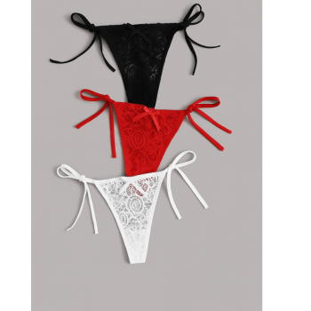 Kadın 3lü Dantelli Yandan Bağlamalı Seksi Tanga BC0054