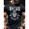 20/1 Penye Compack Vikings Valhalla Baskılı Oversize Bisiklet Yaka T-shirt - Siyah